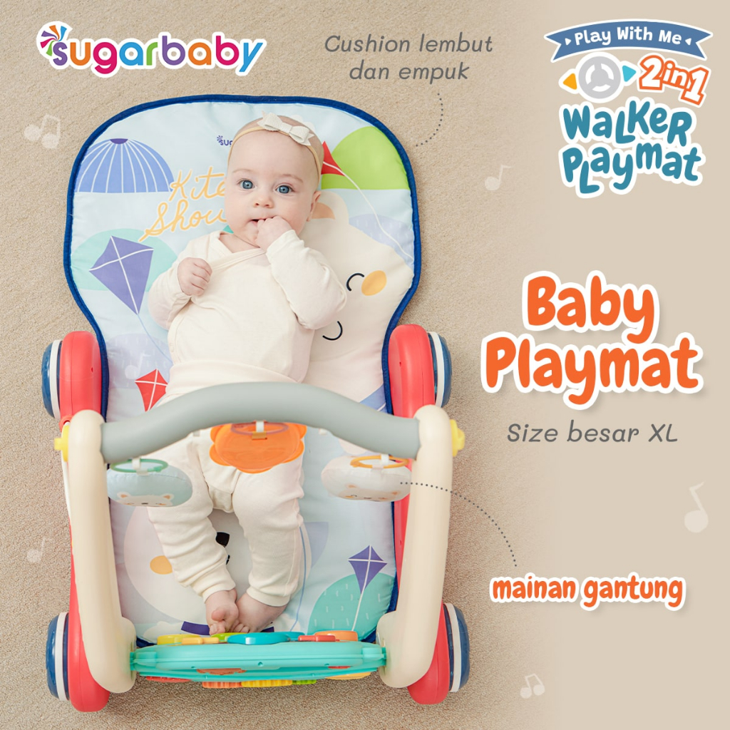SUGAR BABY Play With Me 2in1 Baby Walker & Playmat Push Walker Piano Detachable Foto 5