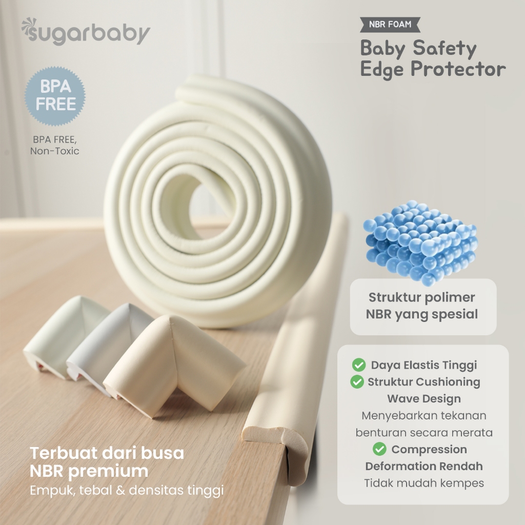 Pelindung Sudut Meja Sugarbaby Premium NBR Foam 2 Meter dengan Perekat 3M Foto 2