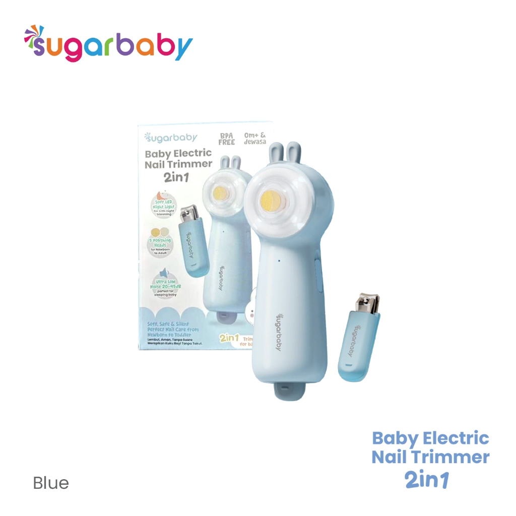 Sugarbaby Baby Electric Nail Trimmer 2in1 USB Type-C Lampu LED 5 Kepala Poles Senyap Foto 5