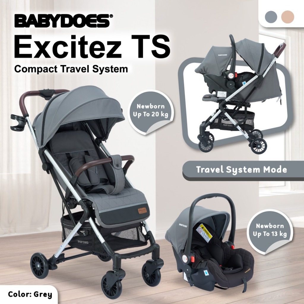 Stroller Bayi Babydoes Excites TS Travel System Dilipat Ringan dengan Infant Carrier Foto 7