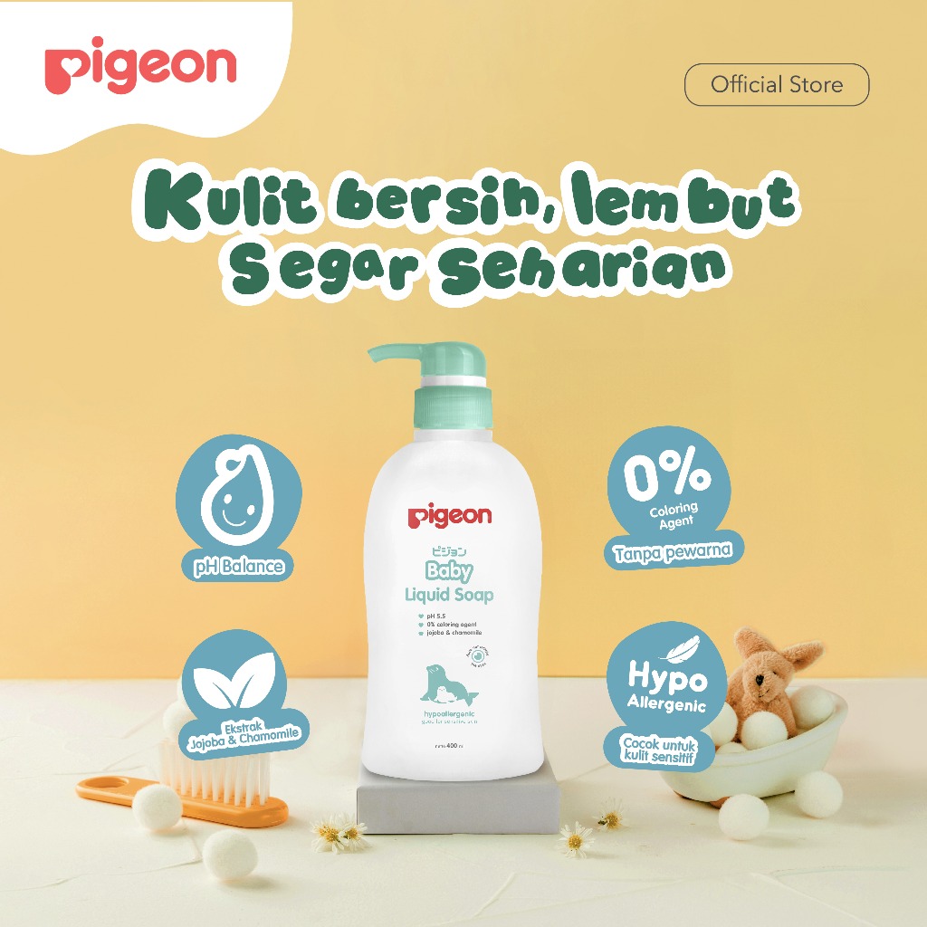 Pigeon Baby Liquid Soap Sabun Cair Bayi 400 ml Hypoallergenic dengan Jojoba & Chamomile Foto 8