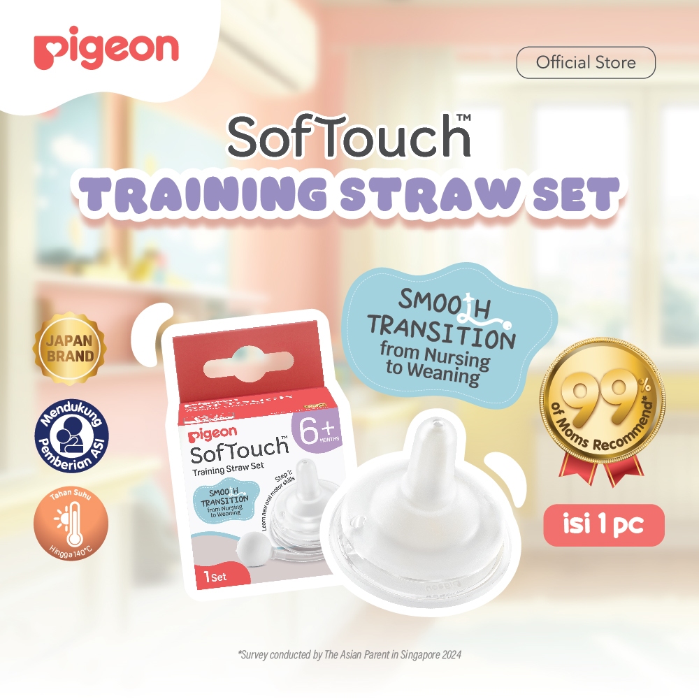 Pigeon Botol Susu BPP Wide Neck 240ml & SofTouch Training Straw Set Bundle Anti Foto 3
