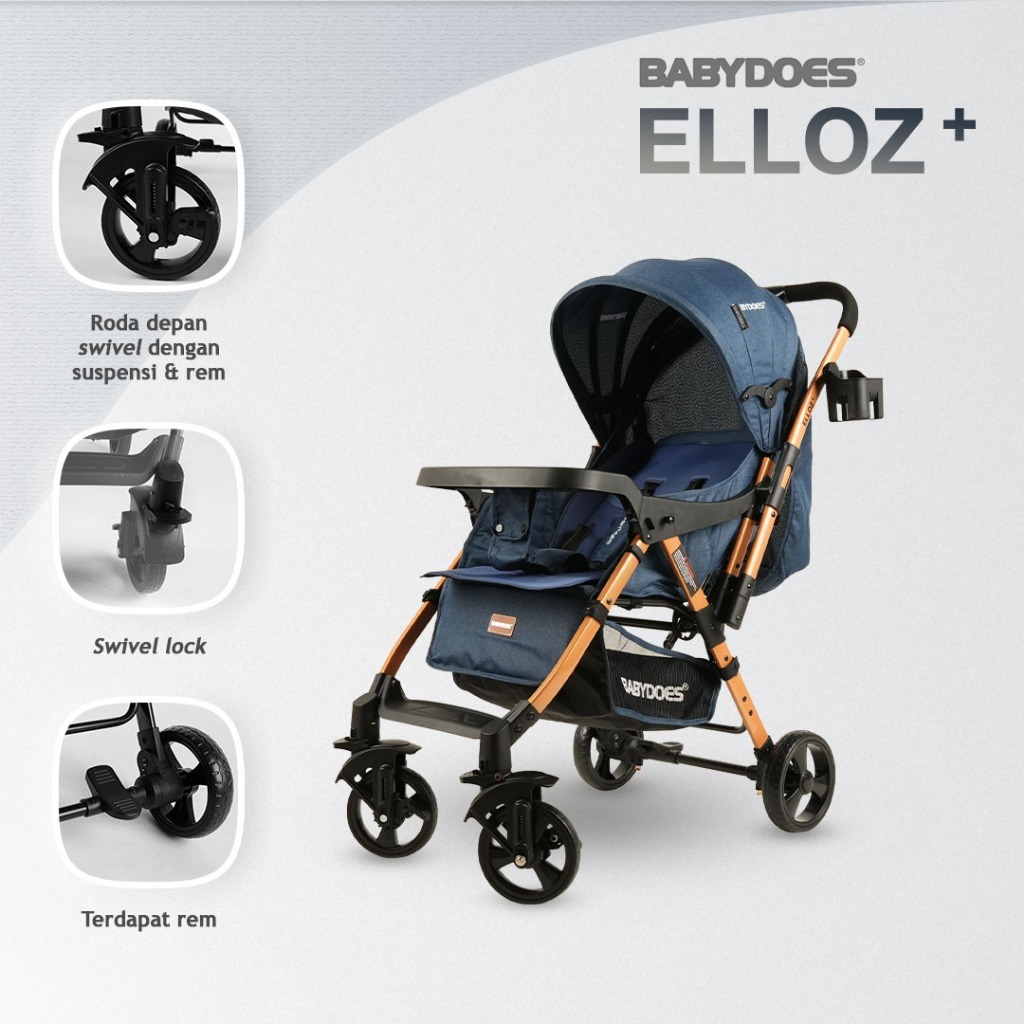 Stroller Babydoes Elloz+ Reversible Handle Kanopi Lebar Newborn hingga 20kg Foto 8