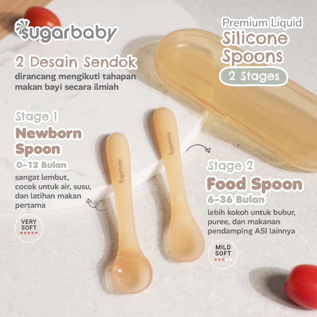 Sendok Belajar Makan Bayi SUGAR BABY Premium Liquid Spoon 2 Stages Silikon Food Grade Foto 2