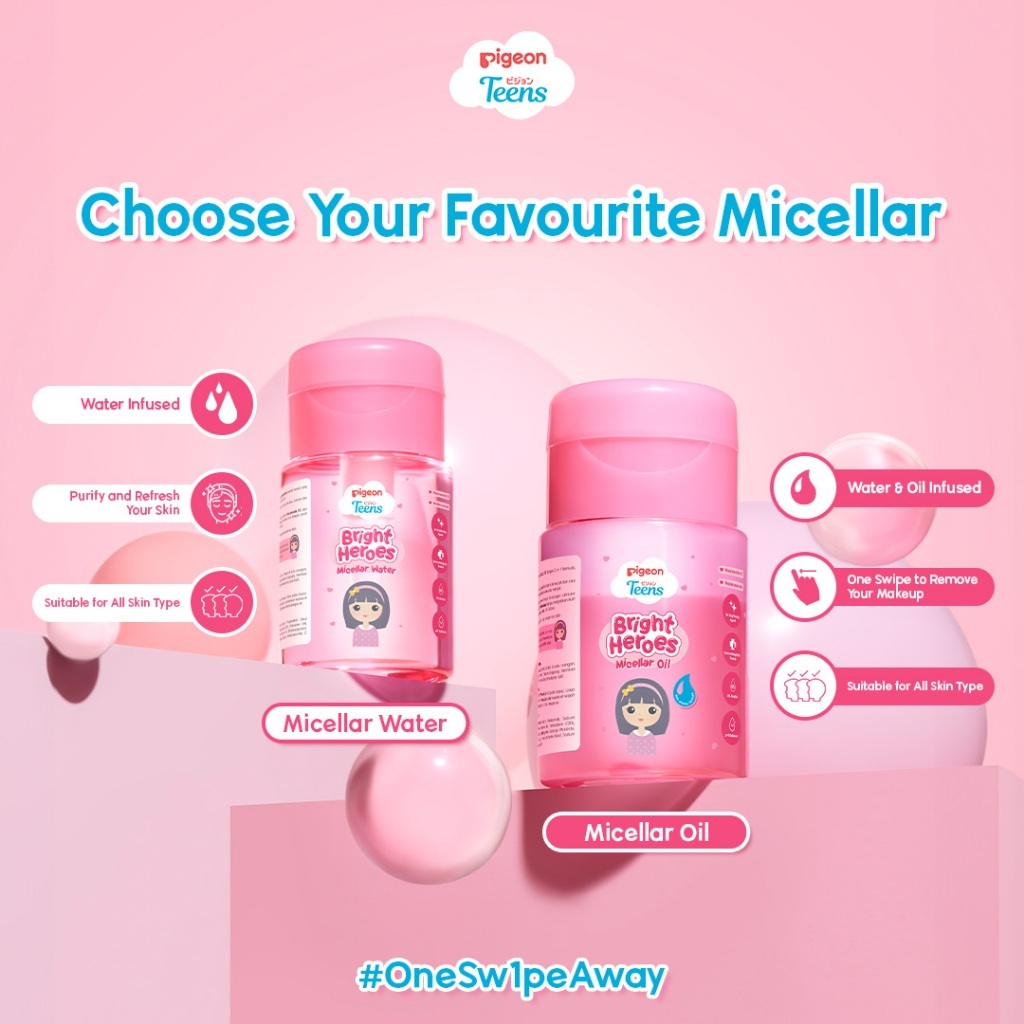 Pigeon Teens Bright Heroes Micellar Oil 100 ml Pembersih Wajah Double Cleansing Niacinamide Foto 6
