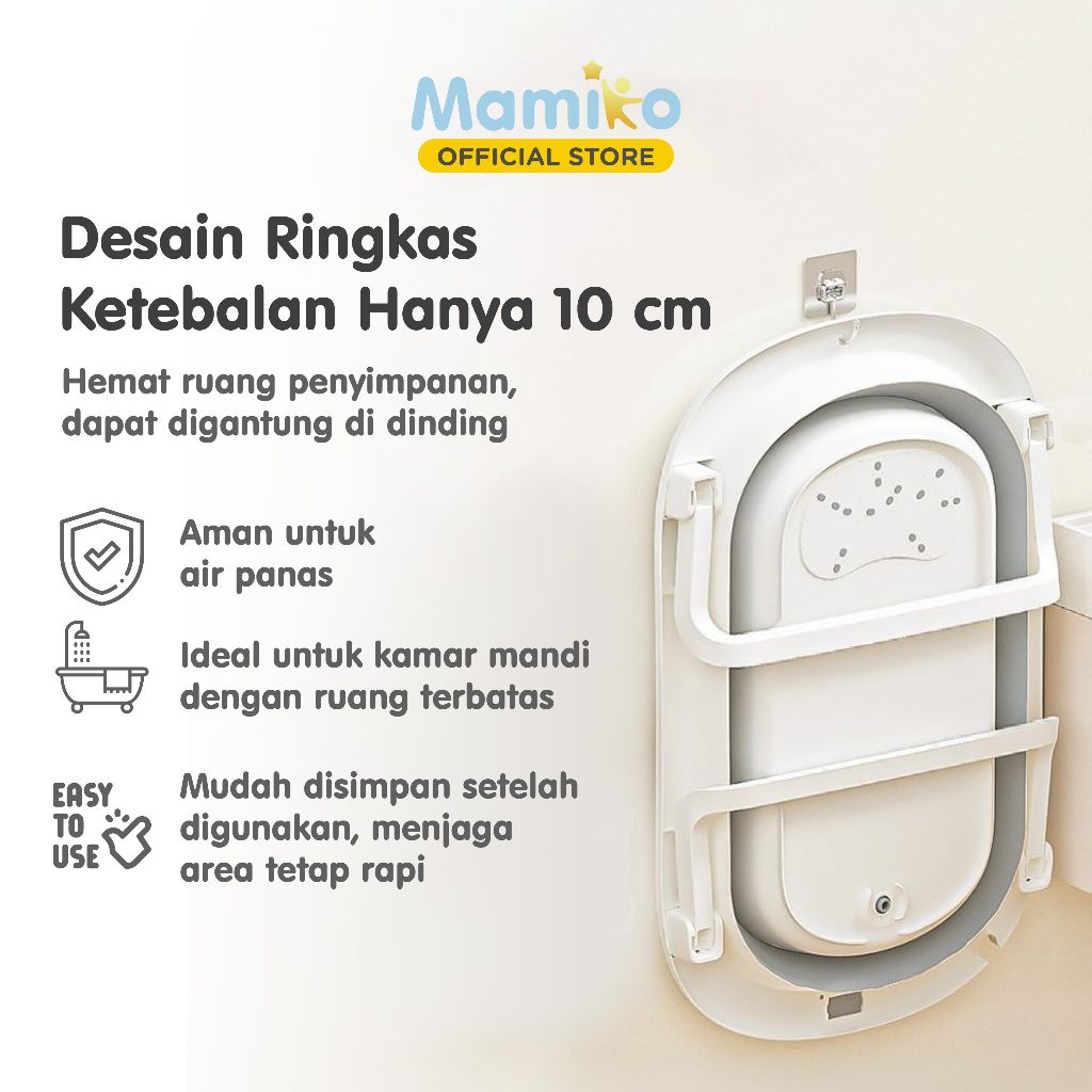Bak Mandi Bayi Lipat Mamiko Foldable Portable Baby Bath Tub Anti Selip Foto 3