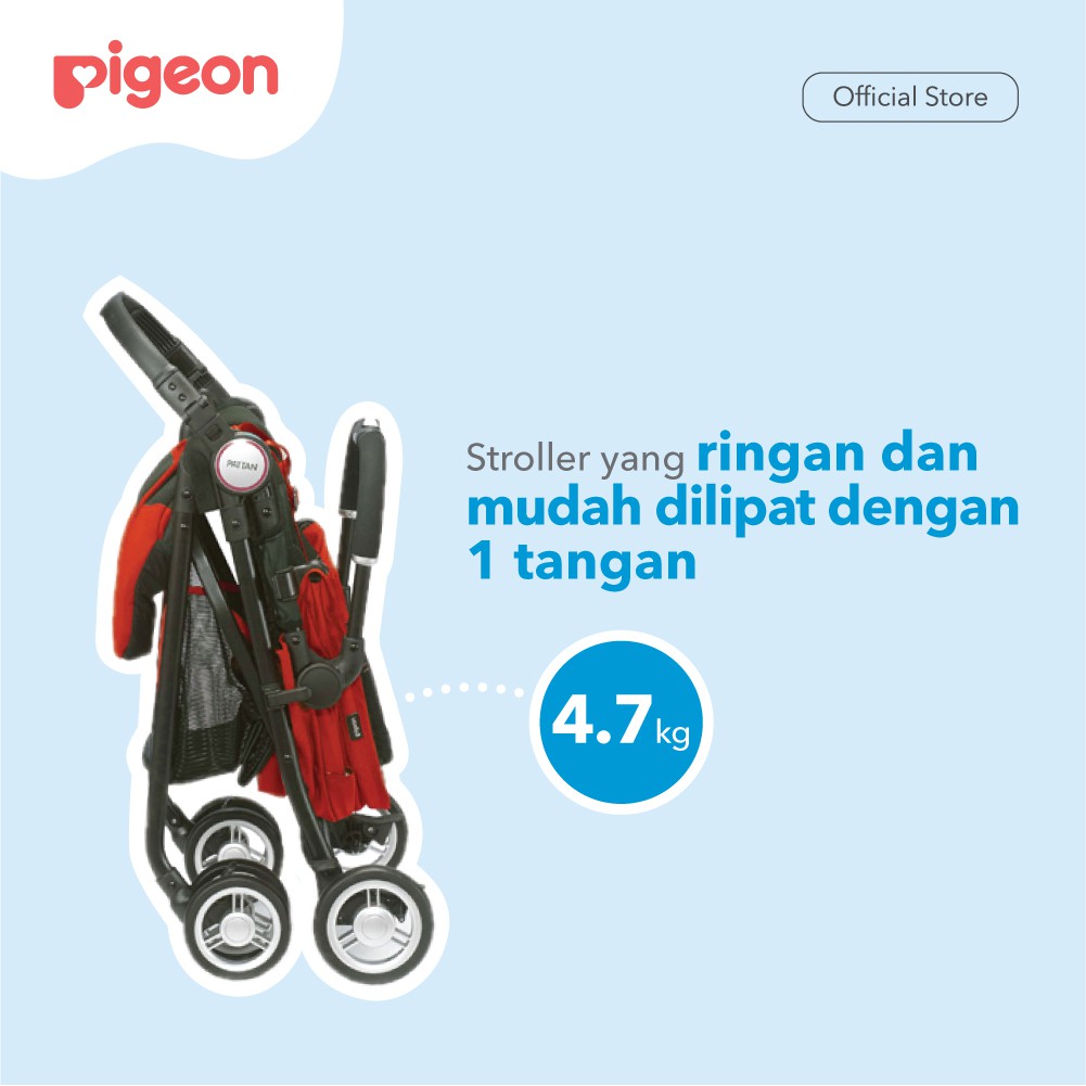 Stroller Bayi Pigeon Pattan One Touch Fold Portable 4.7kg untuk Usia 1-36 Bulan Foto 2