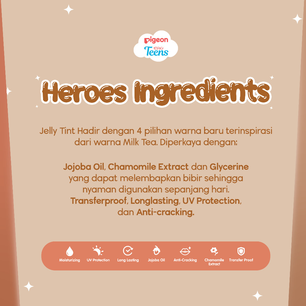 PIGEON TEENS Jelly Tint Milk Tea Series Lip Tint Transferproof Longlasting dengan UV Protection Foto 4