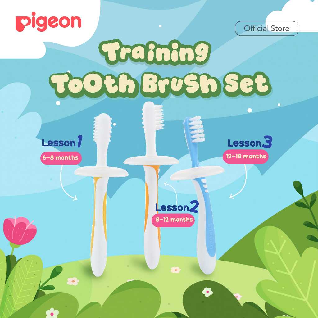 Pigeon Training Toothbrush Lesson Set 1-4 Sikat Gigi Bayi Tahap Pertama