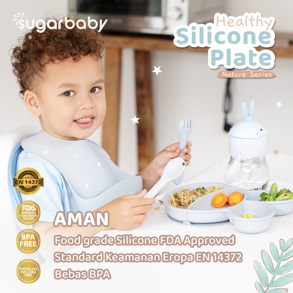Piring Silikon Bayi Sugarbaby Healthy Silicone Plate Nature Series Food Grade FDA Foto 3