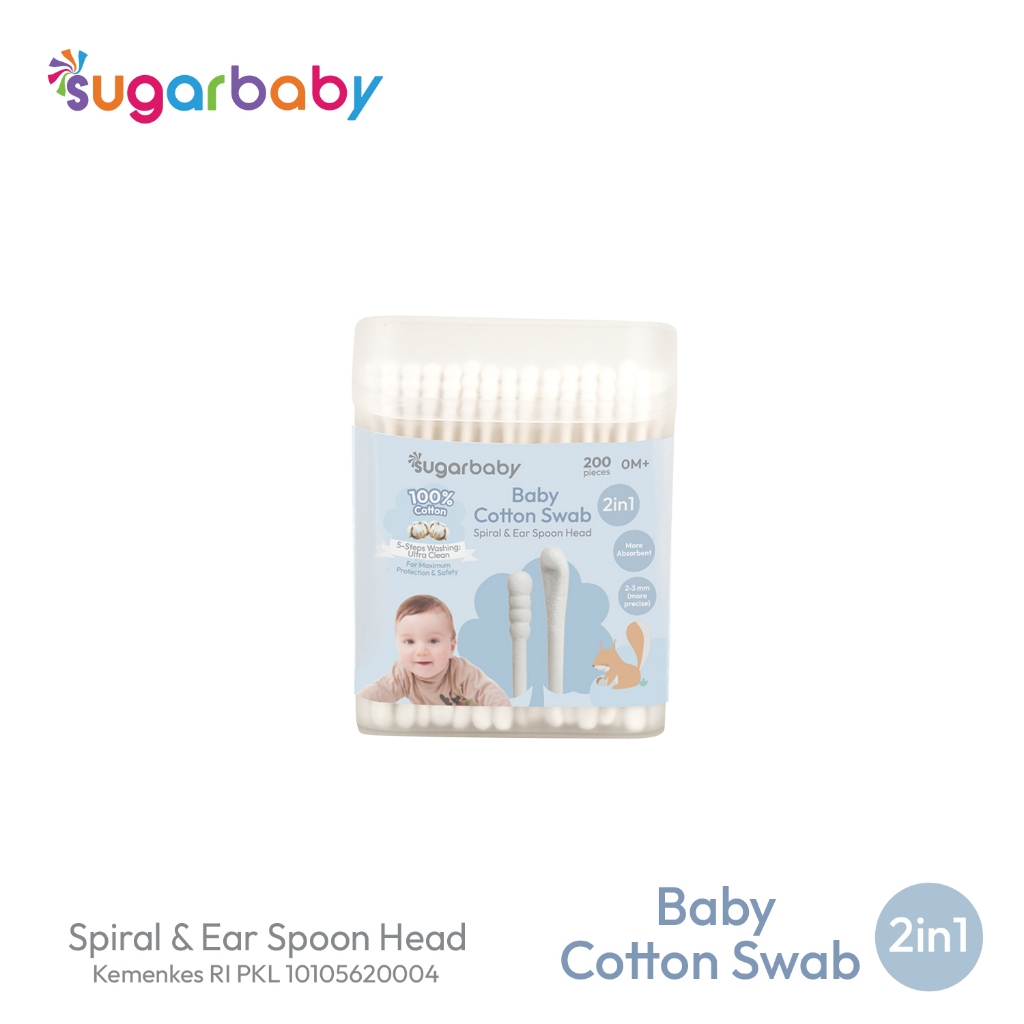 Sugarbaby Cotton Swab 2in1 Baby Cotton Bud 100% Kapas Alami 3 Varian Head Foto 7
