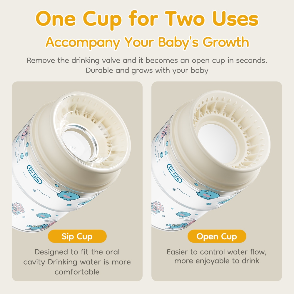 Dr.isla Botol Minum Bayi Anti Tumpah 280ml BPA Free Katup Silikon 360° Tahan Bocor Foto 4