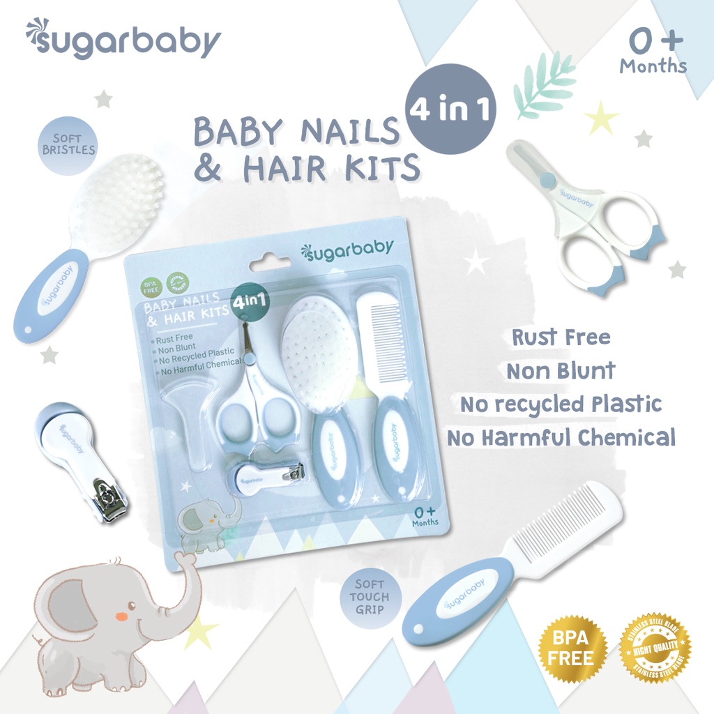 SUGAR BABY Perlengkapan Kuku & Rambut Bayi 4in1 Set Gunting Sisir Sikat Premium Foto 5