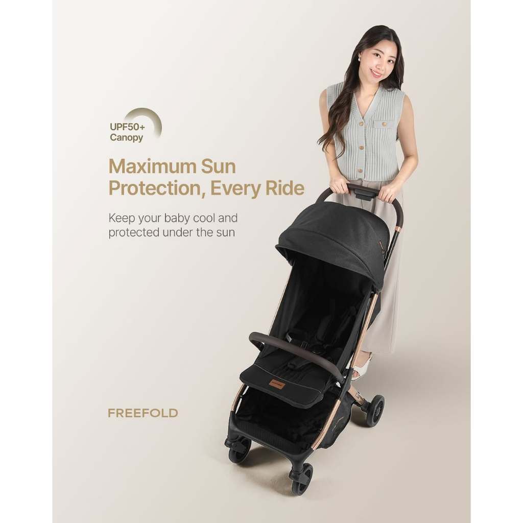 Babydoes Freefold Stroller Auto-Fold Portable Kompak untuk Bayi Baru Lahir sampai 22kg Foto 4