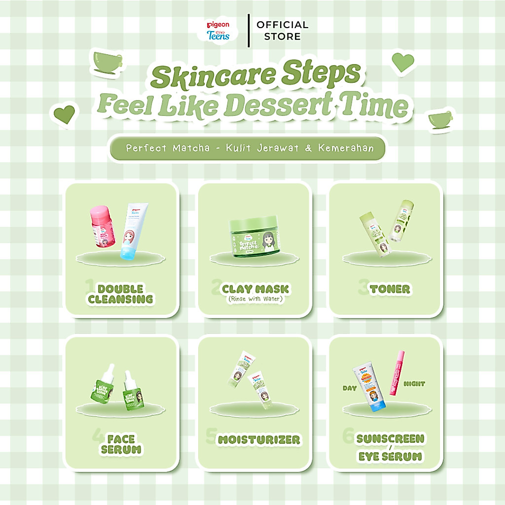 Pigeon Teens Perfect Matcha Clay Mask 60gr Skincare Remaja Anti Jerawat & Kontrol Minyak Foto 4