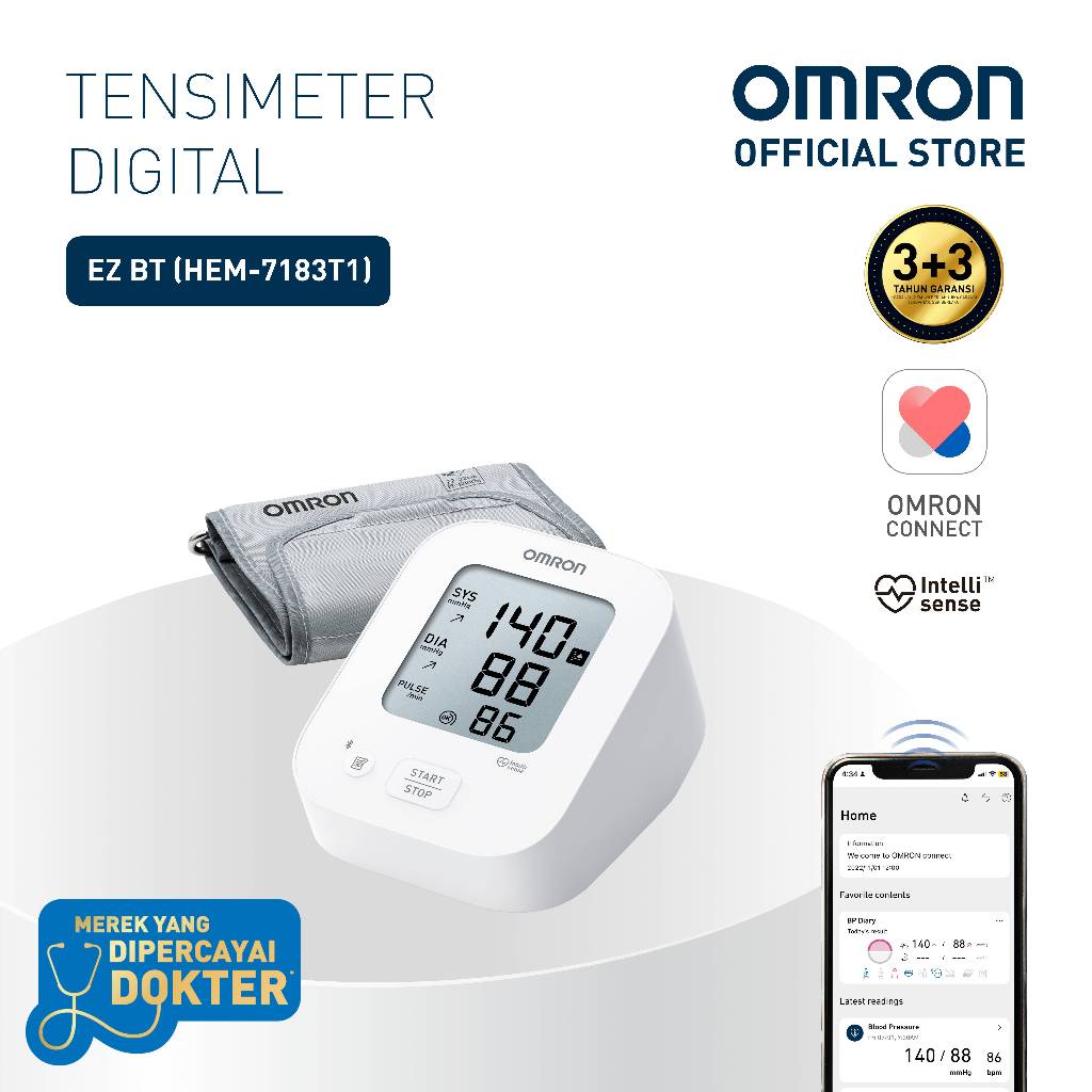 Omron HEM-7141T Tensimeter Digital Tekanan Darah Bluetooth IntelliSense Izin Edar BPOM Foto 6