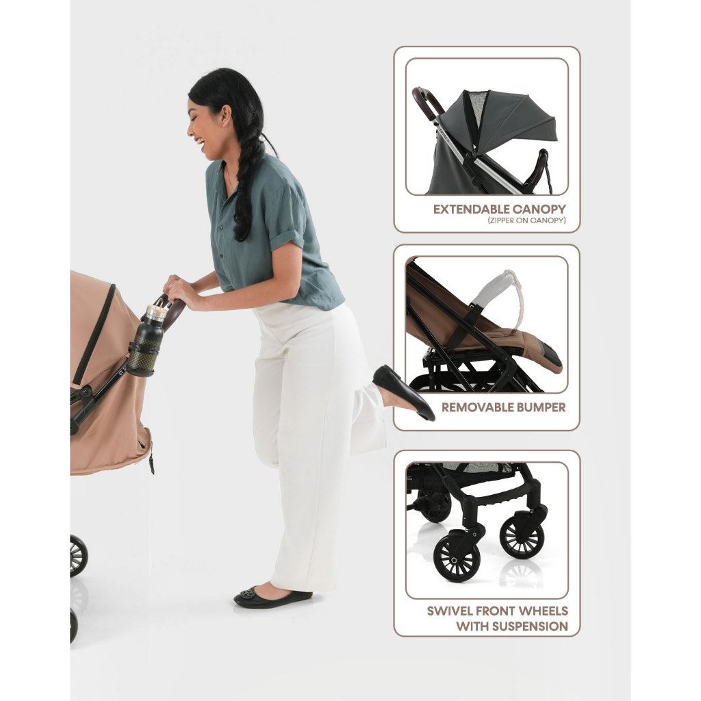 Stroller Bayi Babydoes Excites TS Travel System Dilipat Ringan dengan Infant Carrier Foto 3