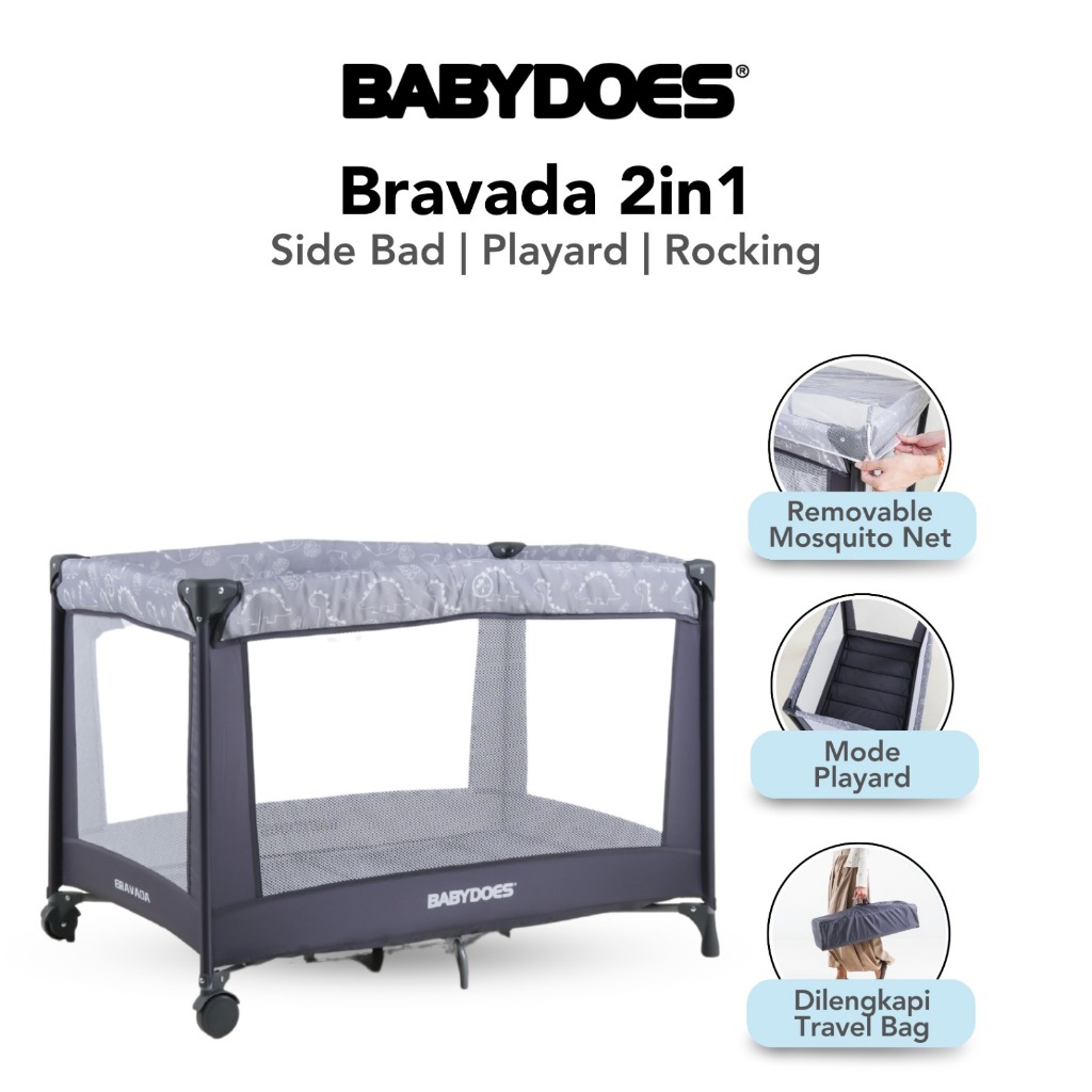 Babydoes Bravada 2in1 Baby Box & Playard dengan Kelambu dan Roda Portable