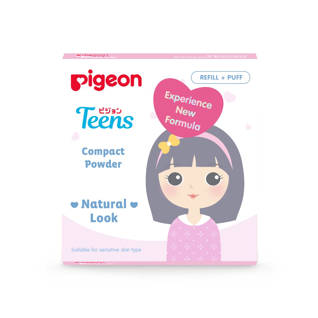 Pigeon Teens Compact Powder Squalane Refill Natural 14gr Bedak Remaja Dermatologically Tested