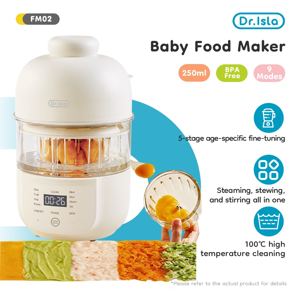 Dr.isla Food Processor MPASI Bayi FM02 12 Fitur Multifungsi Automatic 250ml