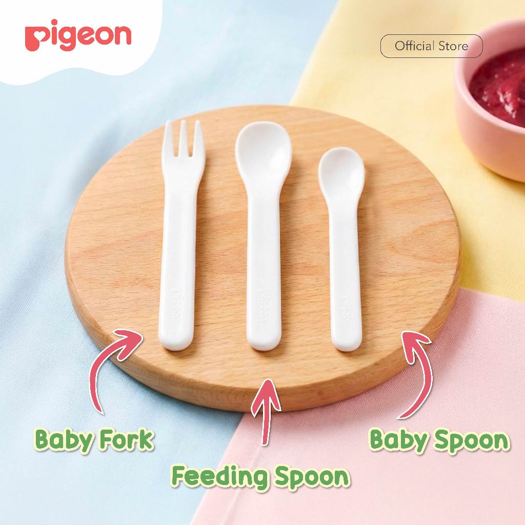 Pigeon Spoon and Fork Set Alat Makan Bayi MPASI BPA Free Food Grade 3 Foto 3