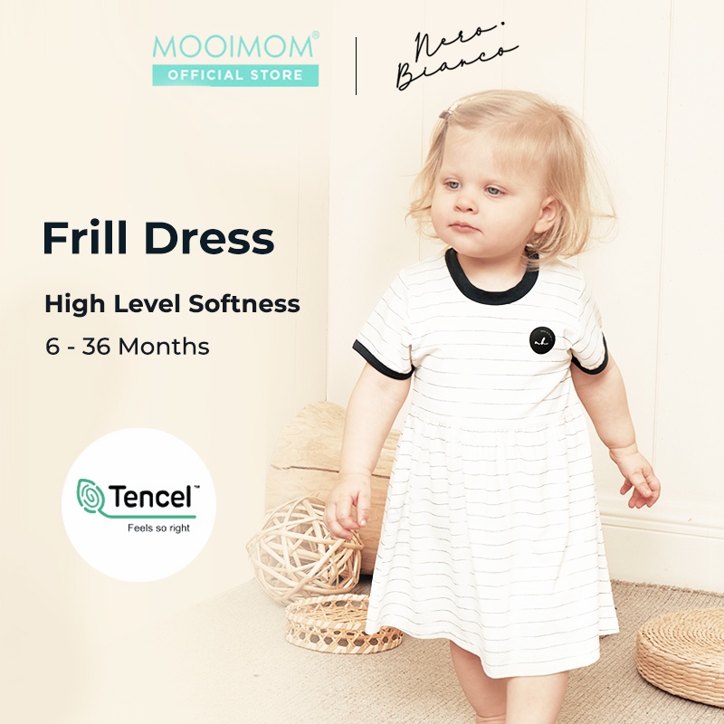 MOOIMOM Nero Bianco Tencel Frill Dress