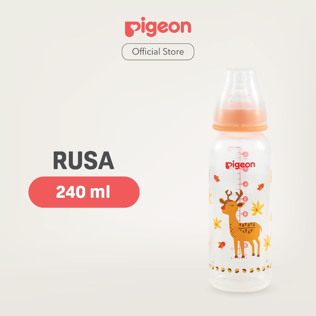Pigeon Botol Susu Slim Neck PP RP 240ml Motif Hewan Langka dengan Dot S-Type Foto 8