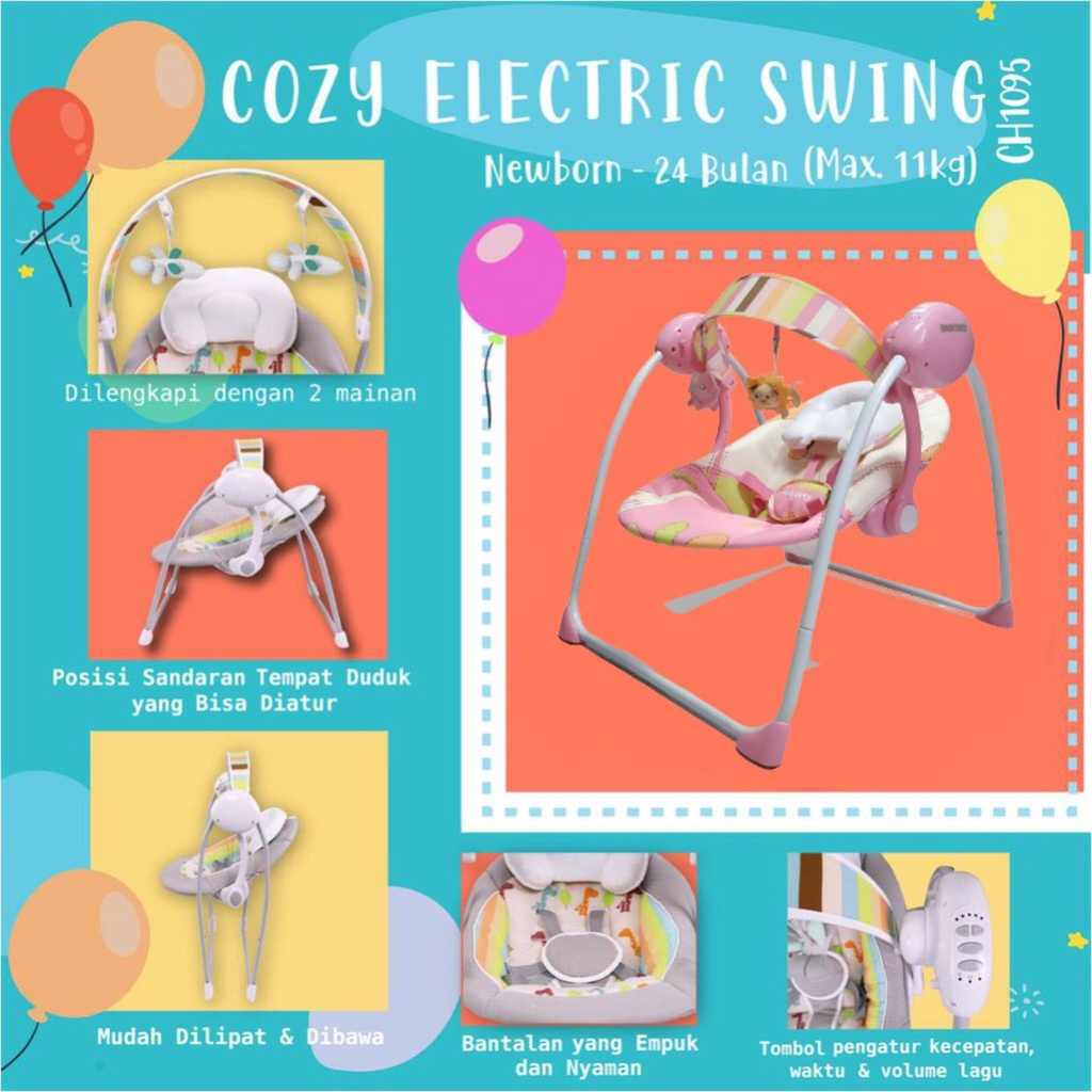 Ayunan Bayi Babydoes BD 1095 COZY Baby Swing 5 Kecepatan Toy Bar & Musik Foto 4
