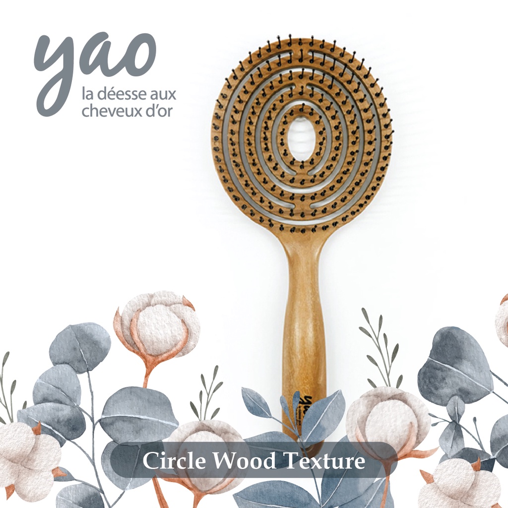 Sisir Rambut Kayu Yao Circle Wood Texture Anti Rontok Buatan Korea Foto 2