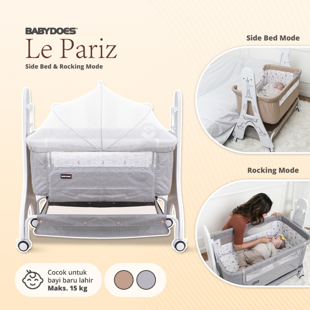 Babydoes Le Pariz Baby Box Multifungsi Side Bed Rocking Mode Musik Net Nyamuk Foto 5