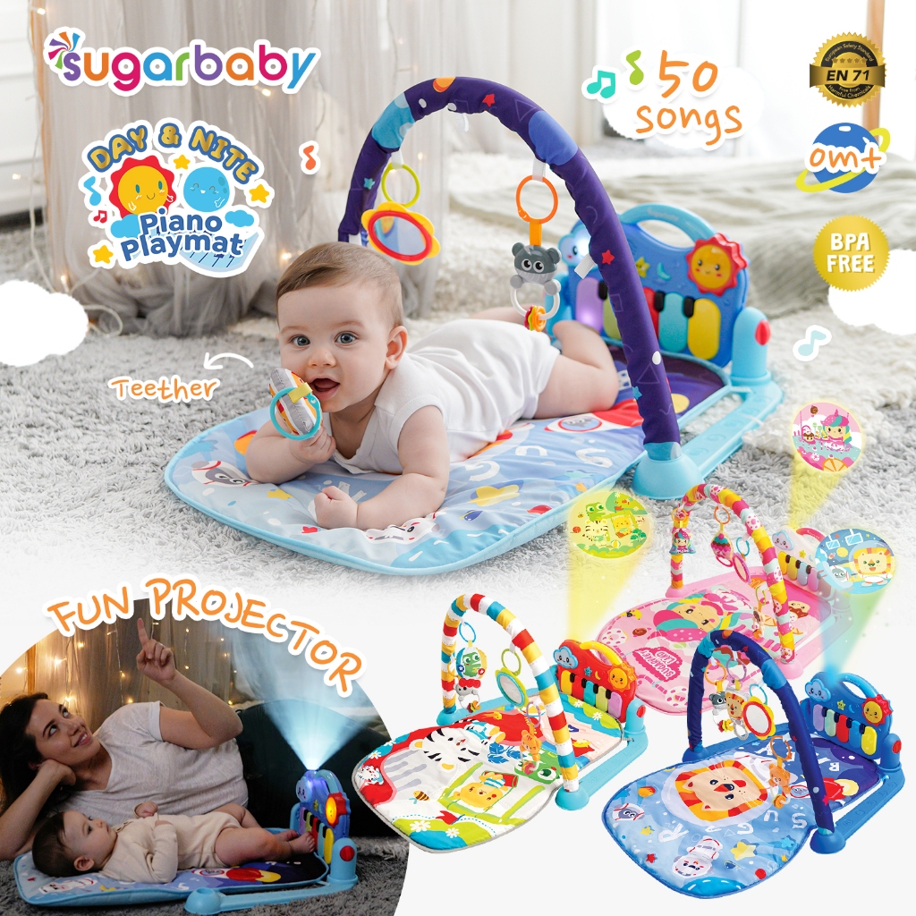 SUGARBABY Day & Nite Piano Playmat Mainan Bayi 4 Tahap dengan Fun Projector & Foto 2