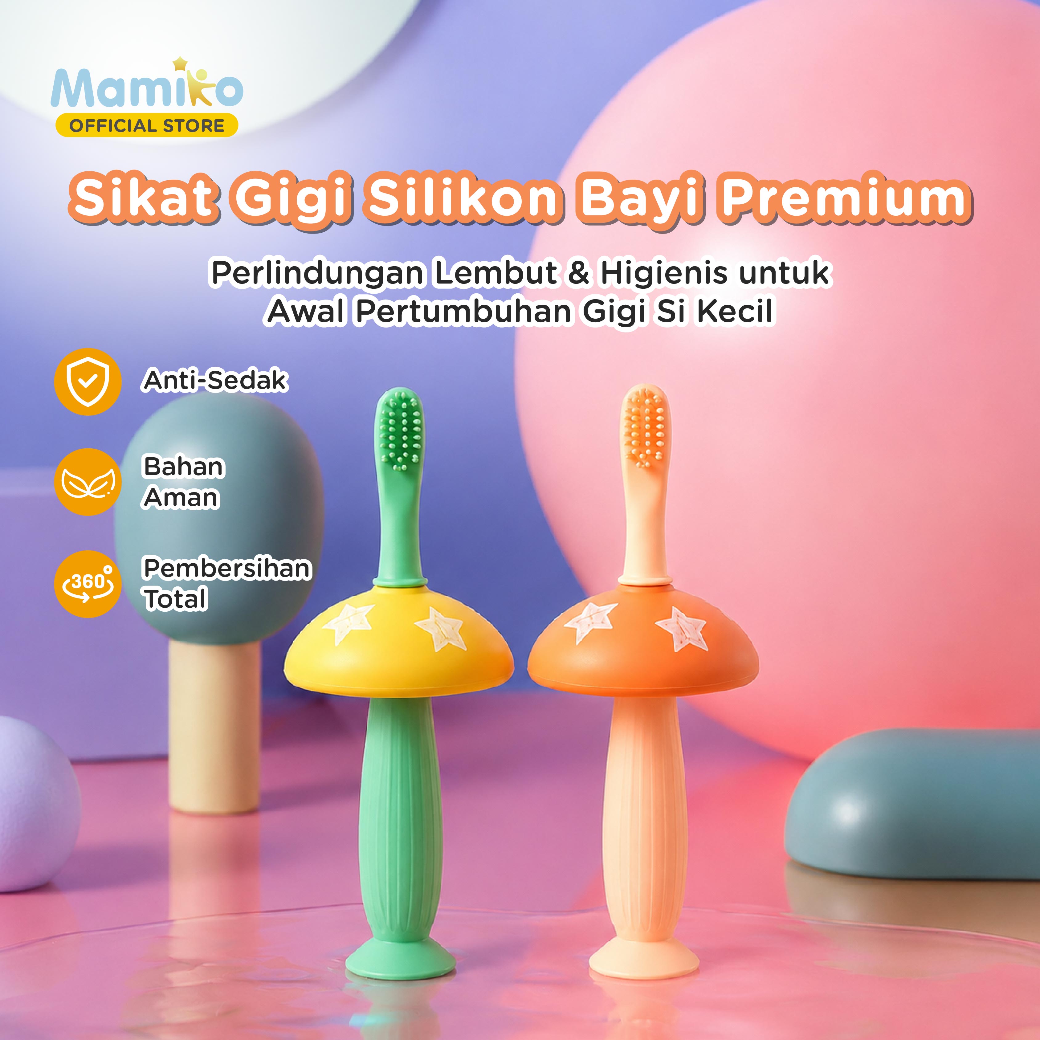 Mamiko Sikat Gigi Training Anak 1-3 Tahun Silikon Lembut & Fleksibel Foto 8