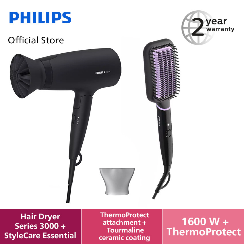 Philips Hair Dryer BHD308/10 + Straightening Brush BHH880/00