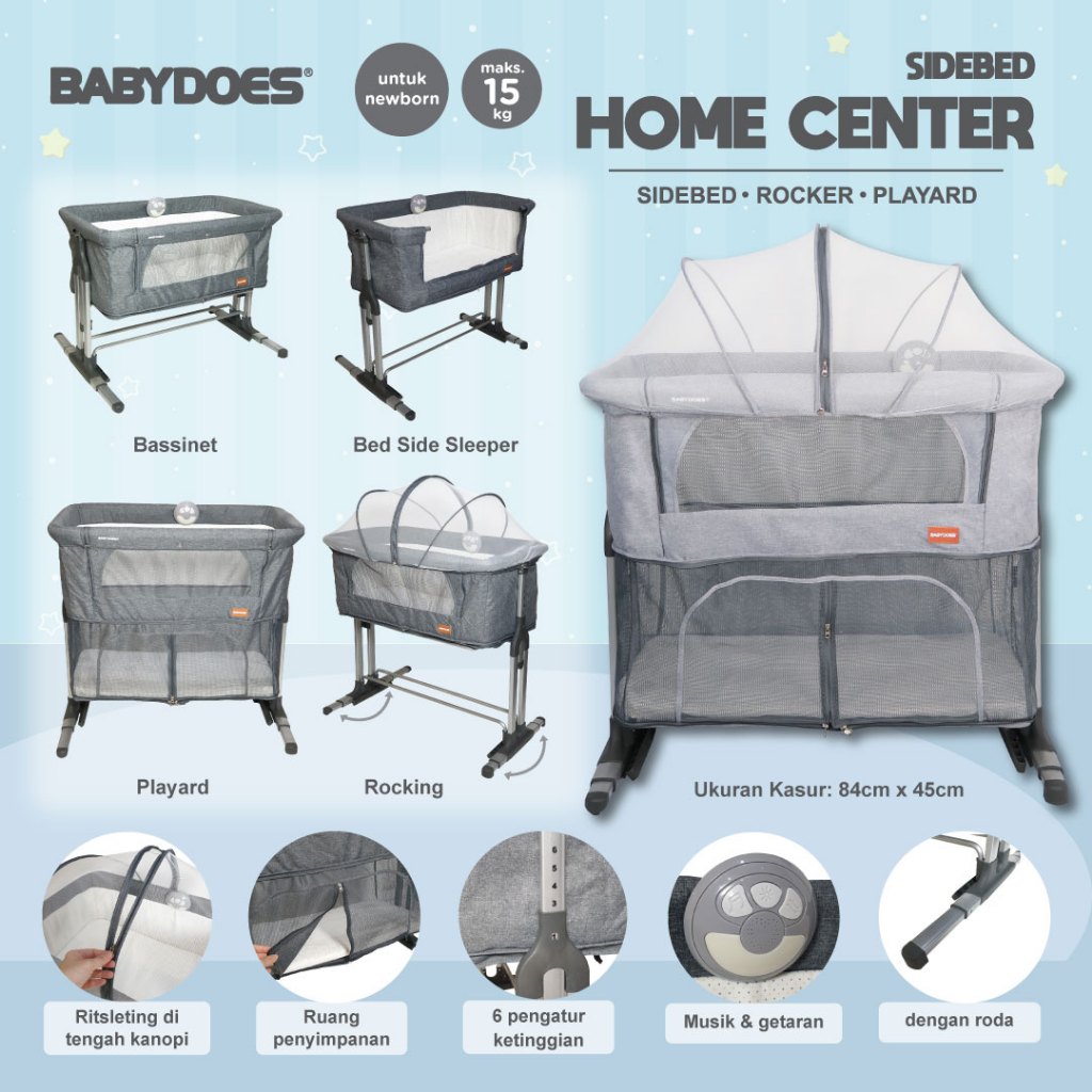 Babydoes Home Center Baby Box Crib Multifungsi Bassinet Bedside Sleeper Playard Foto 7