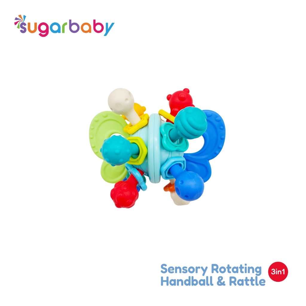 Sugarbaby Fun Fish Sensory Rotating Handball Rattle Teether 3in1 Mainan Bayi BPA Free Foto 7