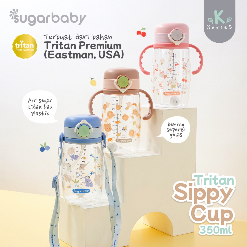 Sugar Baby Tritan Sippy Cup K Series 350ml Botol Minum Bayi Anti Tumpah dengan Foto 3