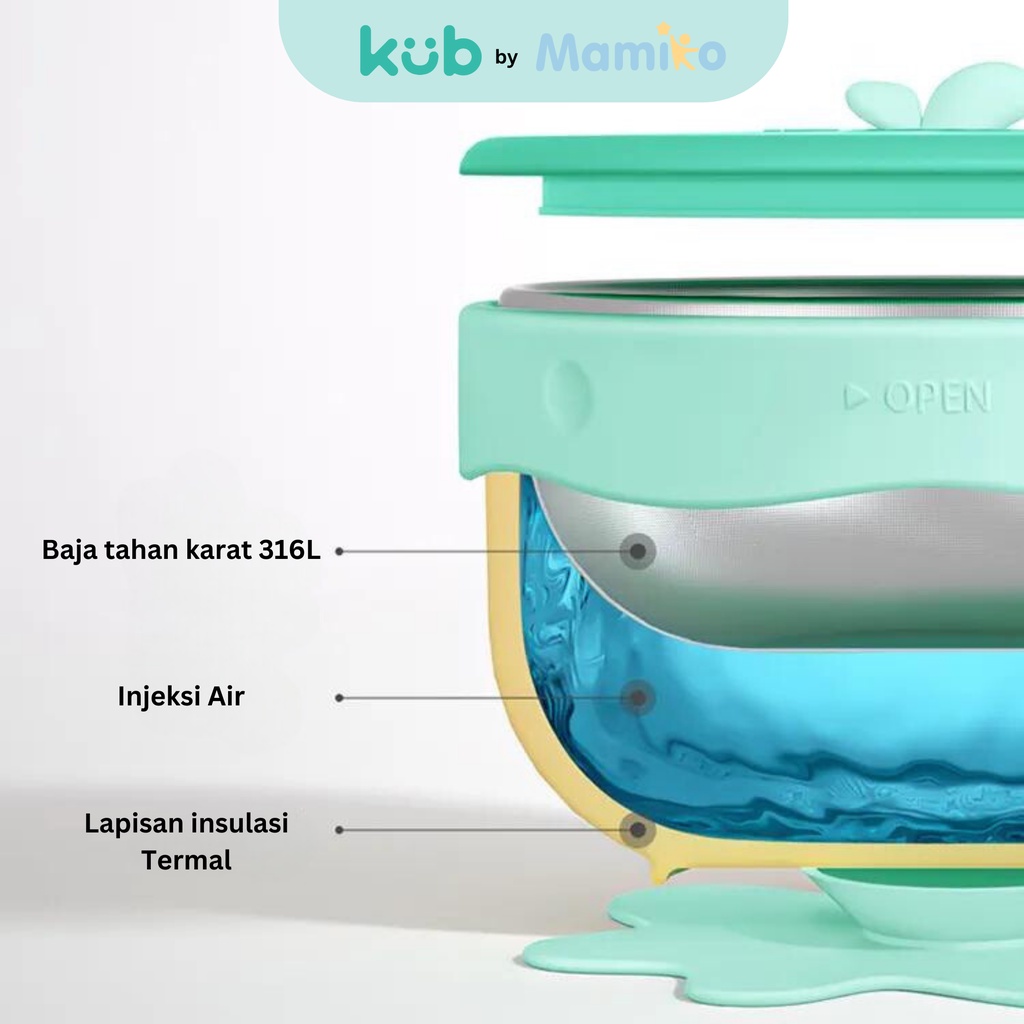 Set Peralatan Makan Anak KUB Whale Type 5pcs Stainless Steel 316L Food Grade BPA Foto 5