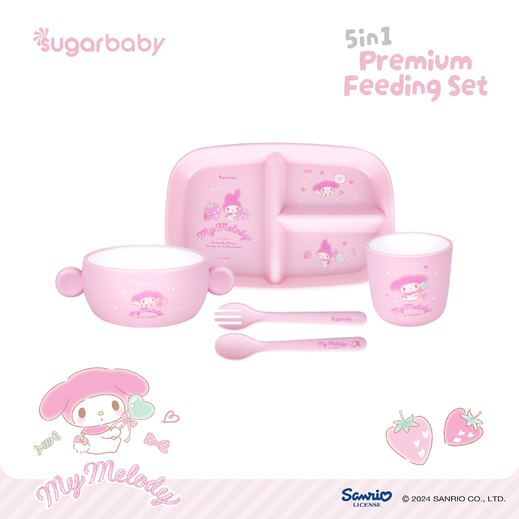 Sugarbaby 5in1 Premium Feeding Set Sanrio Collection Peralatan Makan Bayi Food Grade Foto 8