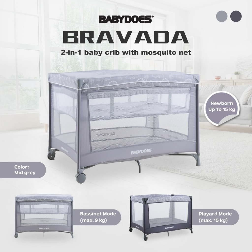 Babydoes Bravada 2in1 Baby Box & Playard dengan Kelambu dan Roda Portable Foto 5
