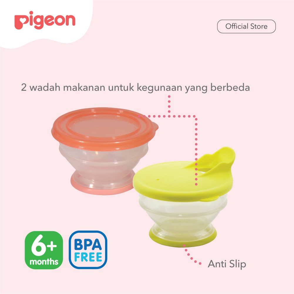 PIGEON Feeding Support Set 2 Wadah Makanan 2 Sendok BPA Free Perlengkapan MPASI Foto 3