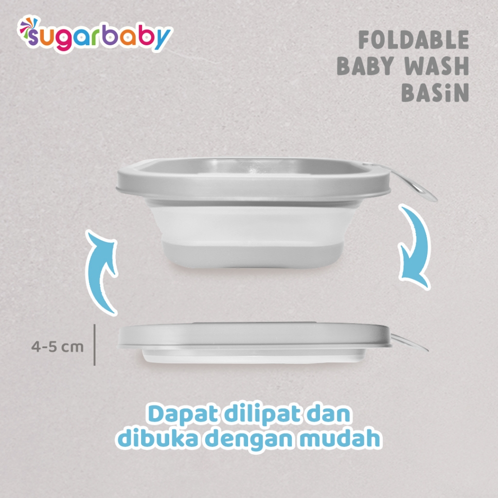 Sugar Baby Foldable Baby Wash Basin Ember Lipat Portable BPA Free Motif Dino Rabbit Foto 4