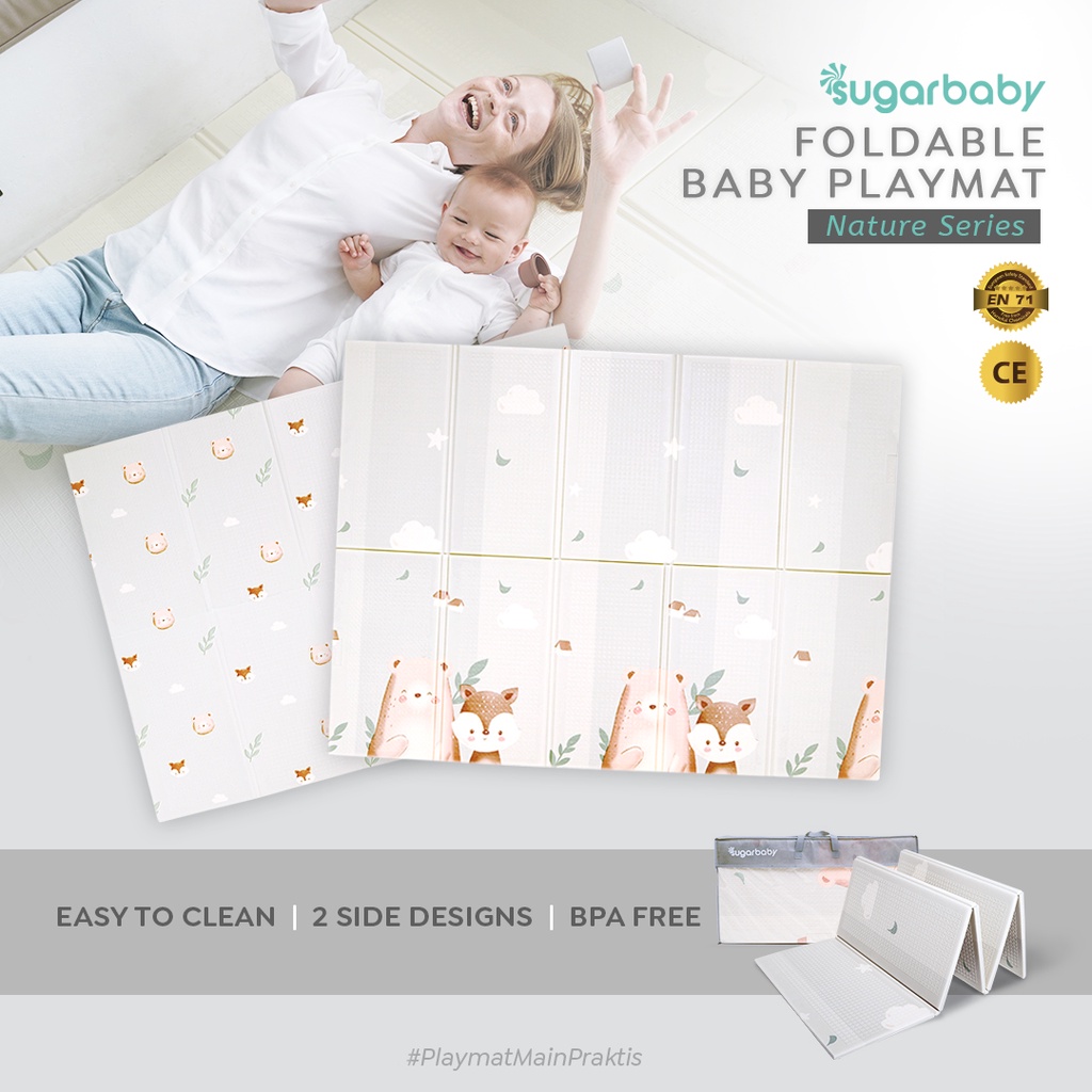 SUGAR BABY Foldable Baby Playmat Nature Series XL Anti Licin Anti Air Matras Bayi Foto 7