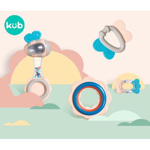 KUB Teether Set Rattle Shake Toy Mainan Gigitan Bayi BPA Free 8/9/10pcs Foto 6