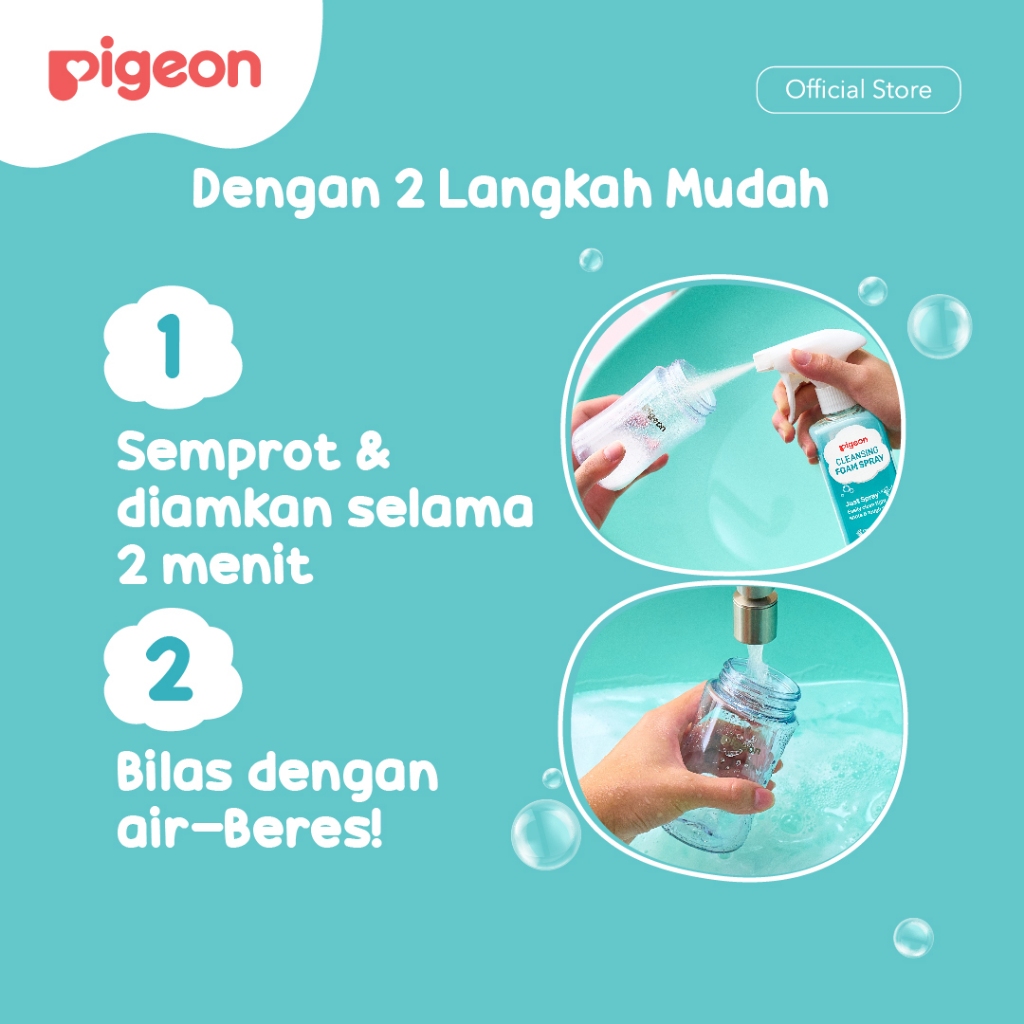 PIGEON Cleansing Foam Spray 280ML Pembersih Botol Susu & Perlengkapan Bayi Foto 2