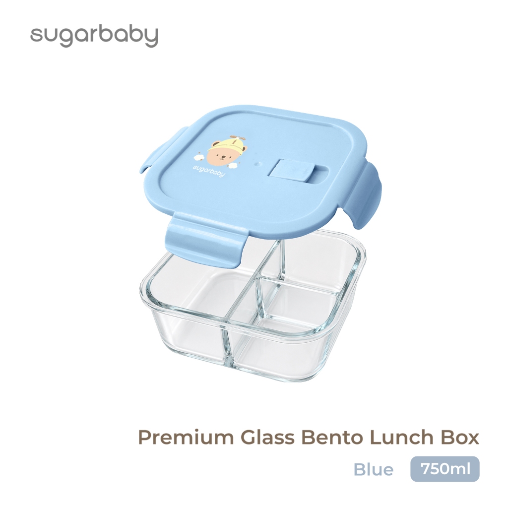 Sugarbaby Premium Glass Bento Lunch Box Borosilicate 750ml 3 Kompartemen Leak Proof BPA Free Foto 8