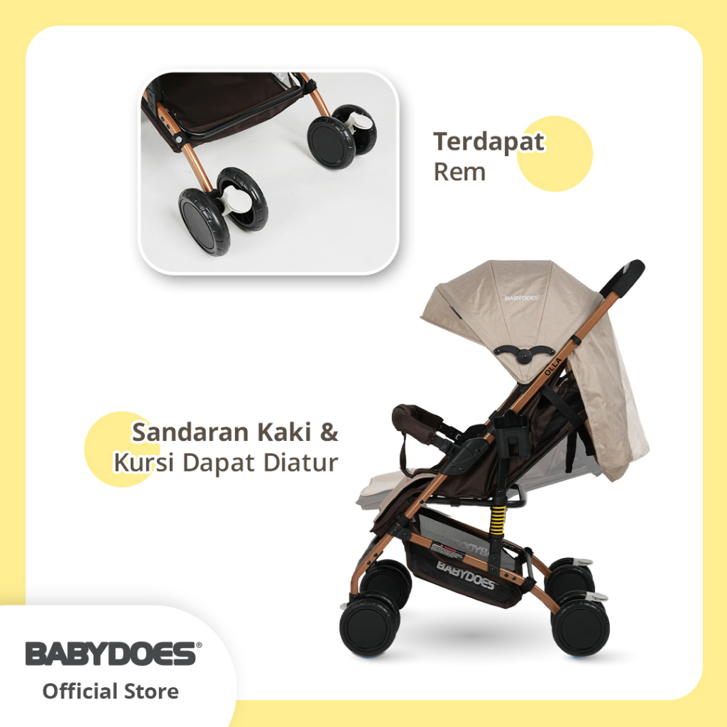 Stroller Babydoes OLLA New Hola Compact Lipat Mudah Bumper Lepas Kapasitas 20kg Foto 4