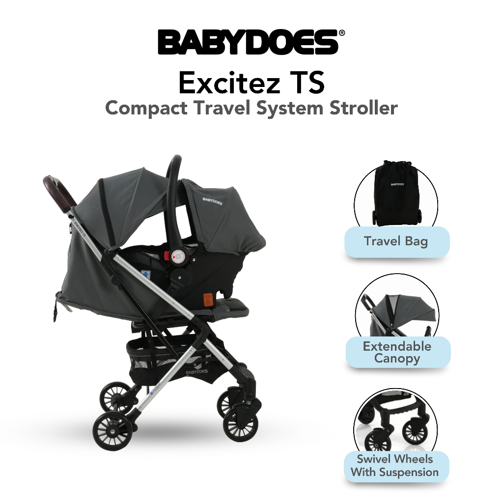 Stroller Bayi Babydoes Excites TS Travel System Dilipat Ringan dengan Infant Carrier Foto 2