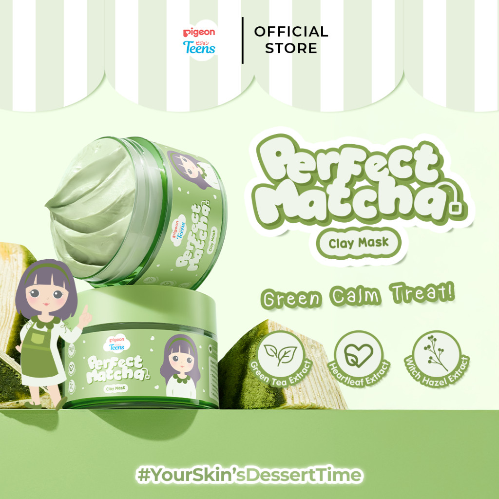 Pigeon Teens Perfect Matcha Clay Mask 60gr Skincare Remaja Anti Jerawat & Kontrol Minyak