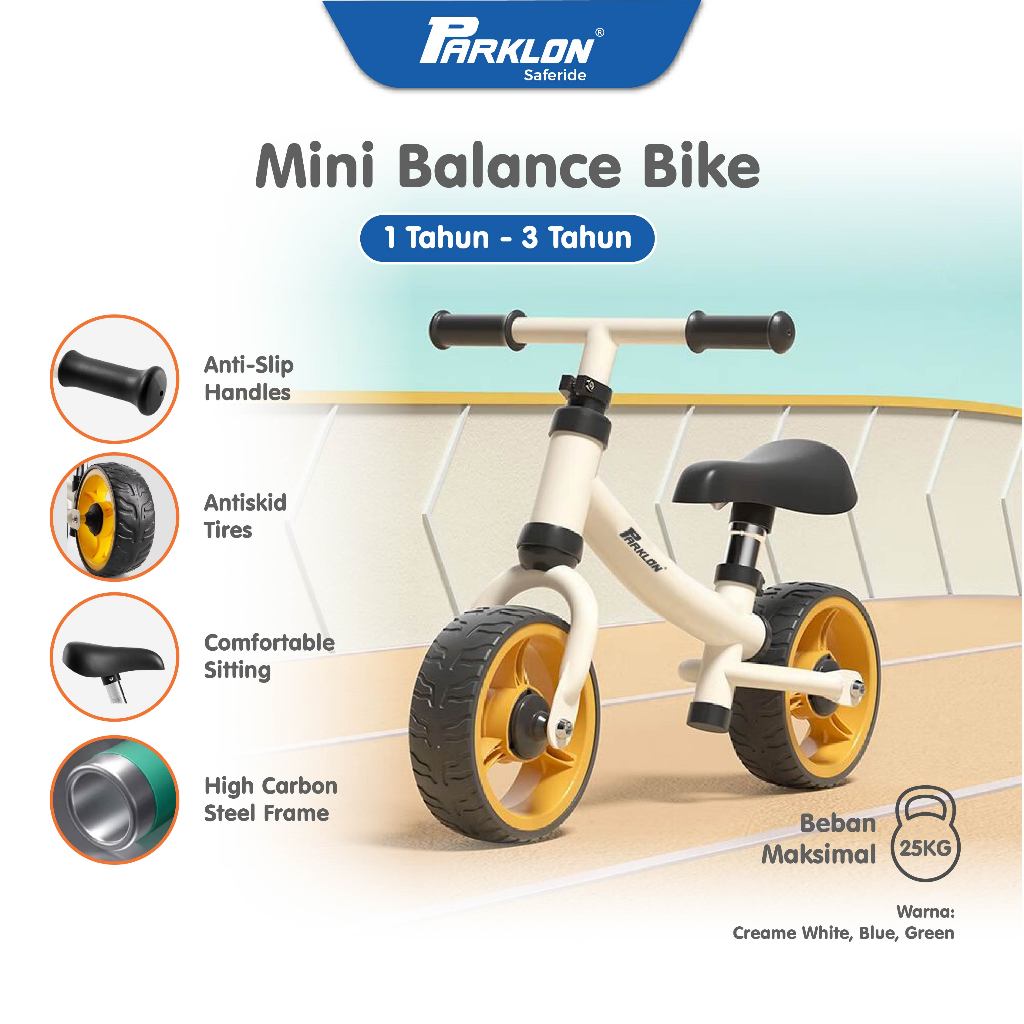 Mamiko X Parklon Toddler Balance Cycle Sepeda Keseimbangan Anak 18 Bulan Tanpa Pedal Roda Foto 2