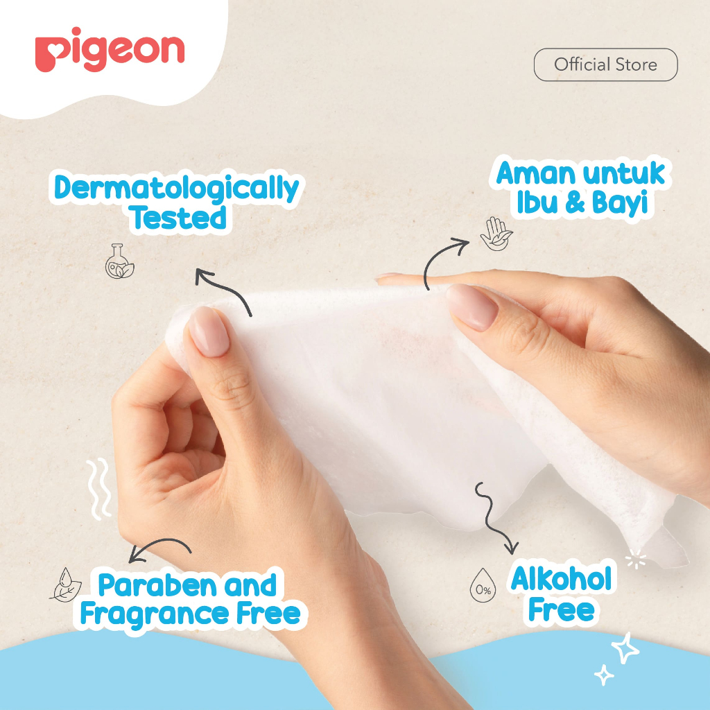 Pigeon Powder Cool Body Wipes Tisu Basah Sejuk Ekstrak Timun 10 Lembar Foto 3